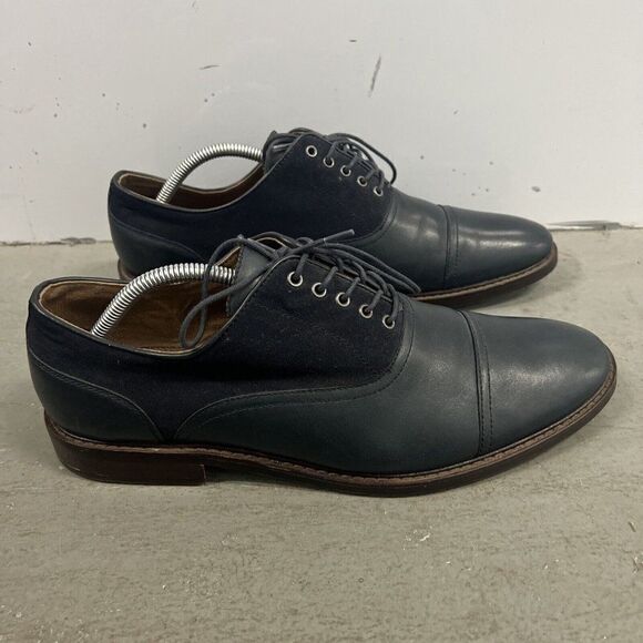 Aldo Mens Blue Cap Toe Leather Oxfords Dress Shoes Size 10.5 - Picture 1 of 9